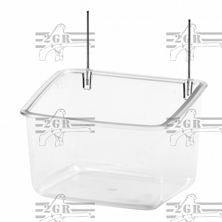 Parrot Feed Cup with Irons - Clear Acrylic - art 15 - 2GR - Cage Accessory - Small Hookbill Supplies - Bird Supplies