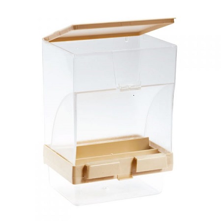 STA Soluzioni Seed Hopper w/catch Tray - Acrylic seed hopper, my favorite, easy up and down with removeable hull tray - Cage Accessories