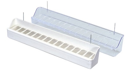 15 Inch Acrylic Trough Feeder - 2GR - Clear or White Plastic - Cage Accessory - Finch and Canary Supplies