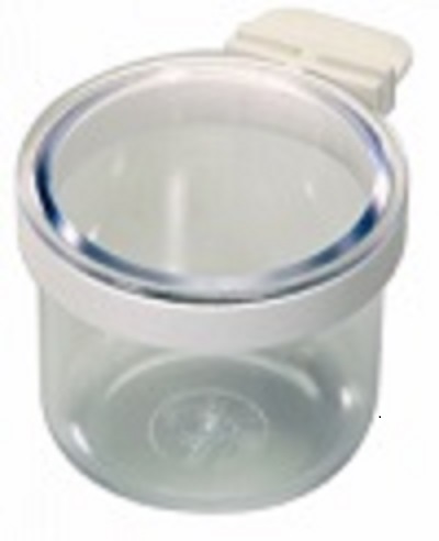 High Luxury Mash Feeder -  tall clear cup with white twist in ring holder - art 94a - 2GR - Cage Accessories